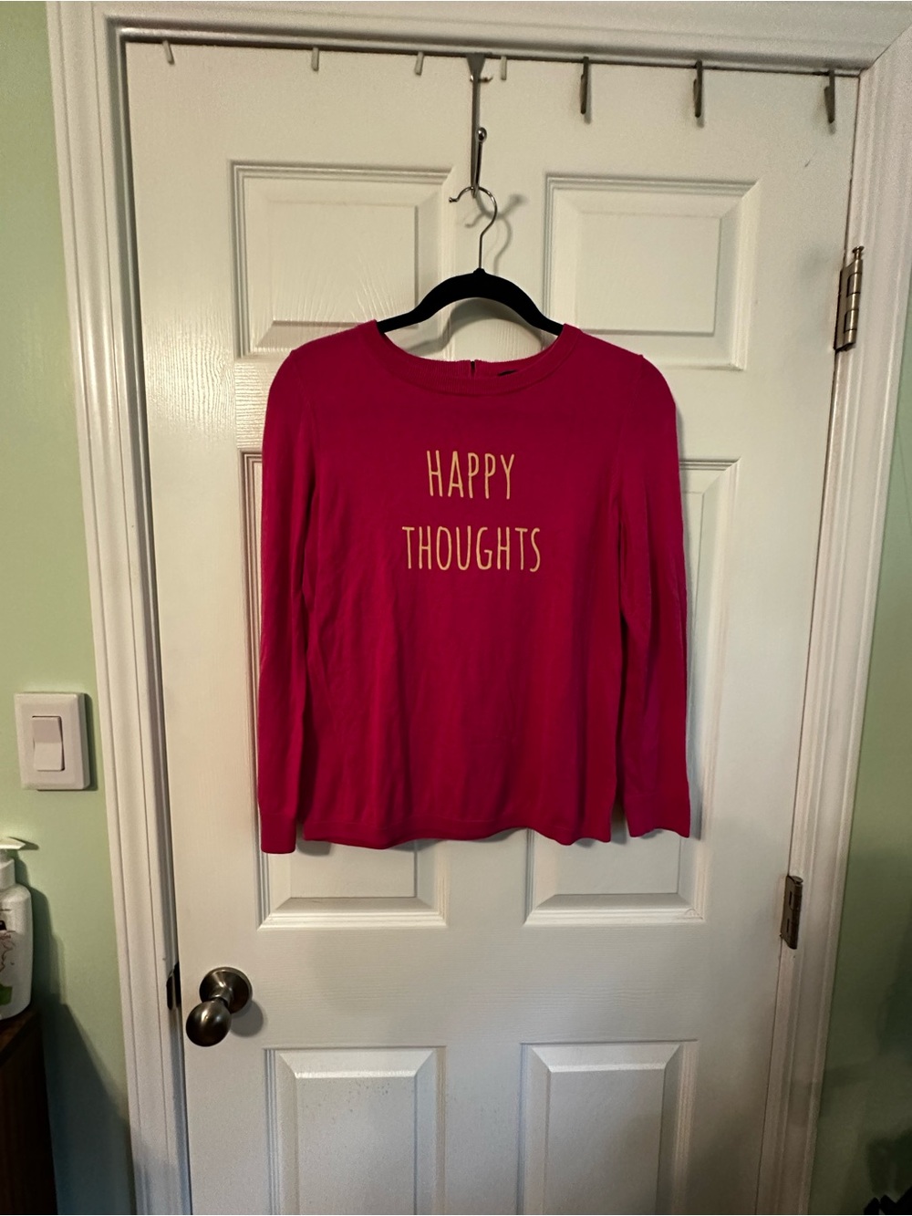 Talbots Bright Pink “Happy Thoughts” Crewneck Sweater
